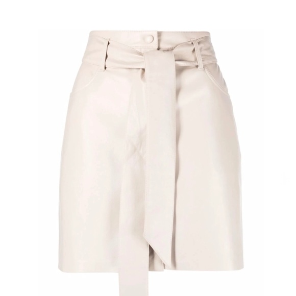 Nanushka beige Meda Vegan Leather Miniskirt Sz L New With Tags - Picture 1 of 11
